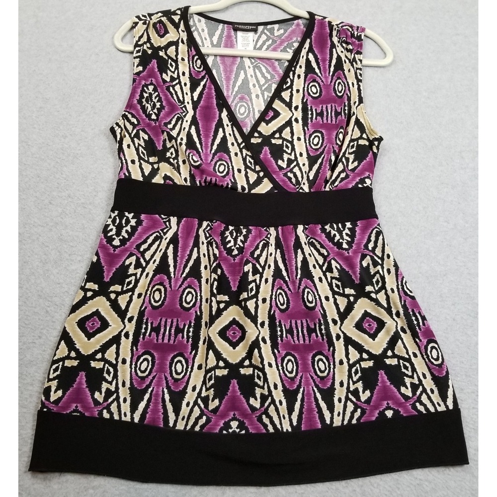 Perseption Concept Tunic Top Women's Medium Geo All Over Print Sleeveless Jersey
